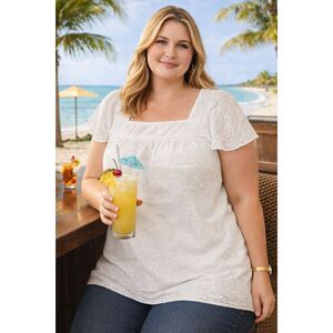 Talbots Top 1X White Eyelet Lined Cap Sleeve Cottagecore Fairycore Cotton